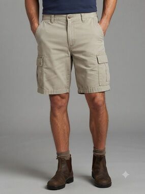 Boca Classics Men's Khaki Cargo Shorts Size 35 100% Cotton